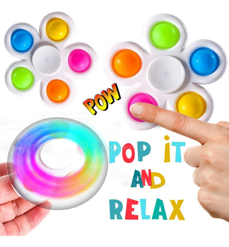 Fidget Spinner Pop It Antiestrés Para Adultos Color Blanco 