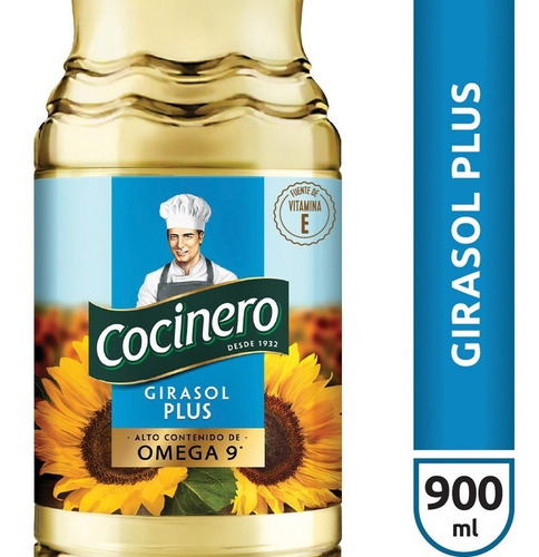 Aceite De Girasol Plus Cocinero Omega 9 Vitamina E 900ml