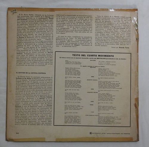 Beethoven Sinfonía N° 9 Y 8 Bruno Walter Vinilo (vg+) (Usado)