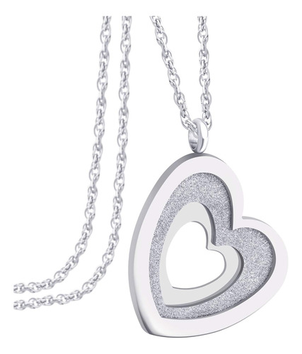 555jewelry Collar De Corazón Grande En Capas De Acero Inoxid