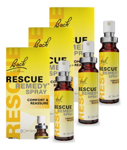 Rescue Remedy Spray Floral De Bach 20ml Kit 3 Unidades Sabor Sem Sabor