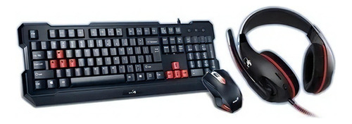 Combo Gamer Teclado Mouse Auricular Genius Kmh-200 Color Del Teclado Negro