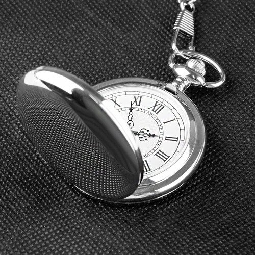 Reloj De Bolsillo Smooth Alloy Steel Quartz Roman Con Cadena Color