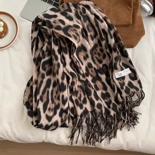 Cachecol Echarpe Xale Pashmina Animal Print Oncinha Estampas Bege