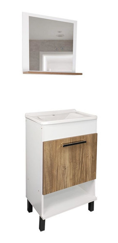 Mueble De Baño + Bacha Con Puerta Y Espejo Armado Inc.