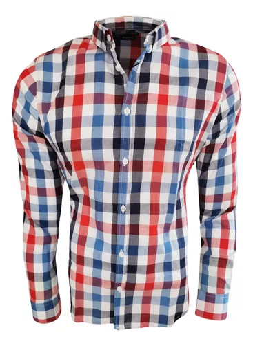 Camisa a cuadros Slim Fit, Rojo oscuro