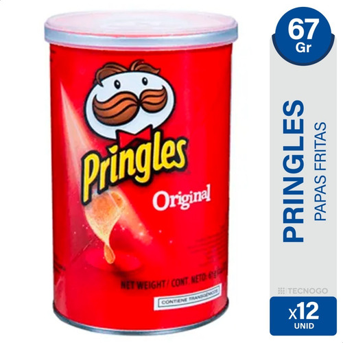 Imagen 1 de 6 de Papas Fritas Pringles Original Tubo Snack X12 Unid 01mercado