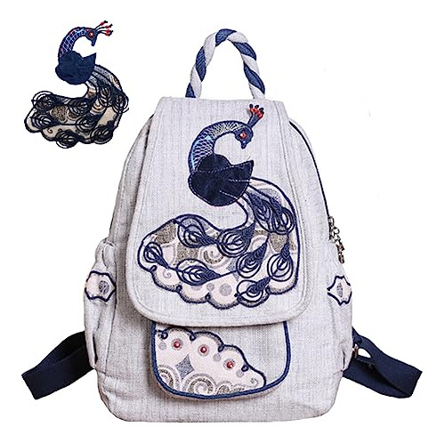 Huangguoshu Mujer Hippie Cotton Hemp Cloth Mochila