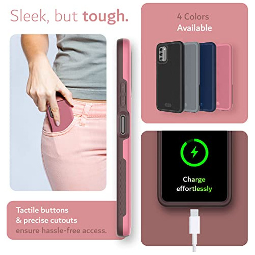 Funda Para Nokia G400 5g 2022 Smokey Rosa Doble Capa Duro-02