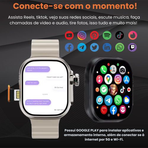 Smartwatch Ultra 3 Ai Chip 5g Câmera Wifi 16gb + Pulseiras