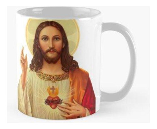 Taza Sagrado Corazón De Jesús - Ii (diseño De Fondo Transpar