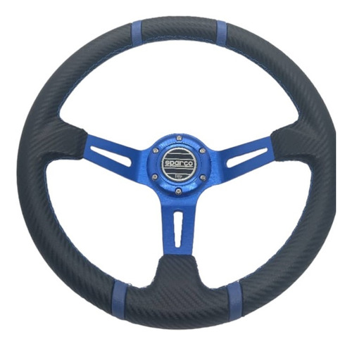 Volante Auto Universal Deportivo Sparco Carbono D/l Azul 