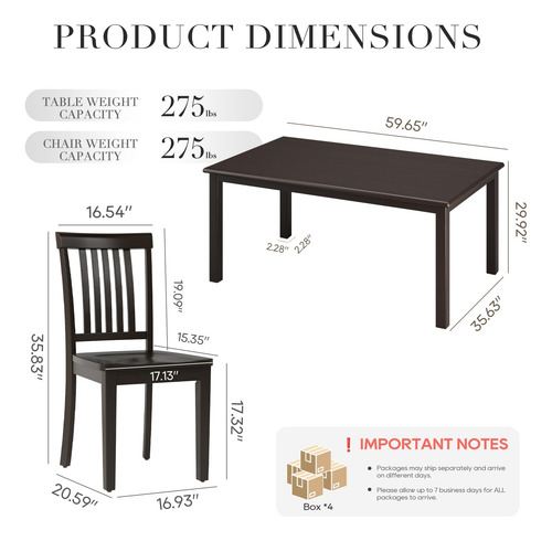 Colamy Juego De Mesa De Comedor Rectangular De Madera Mesa