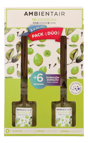 Pack Duo Difusor De Varillas Aromatico 50ml Ambientair Frutos Rojos