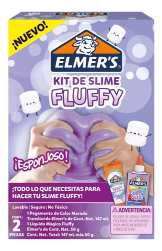 Pack Slime Elmer's Fluffy Dos Piezas Morado