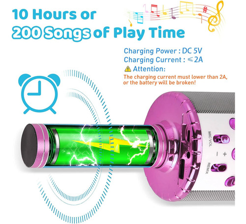 Micrófono De Karaoke Para Niños Con Luces Led, Micrófono De