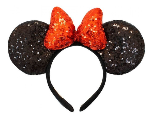 Tiara Laço Vermelho Orelhas Minnie Mouse Lantejoulas Disney