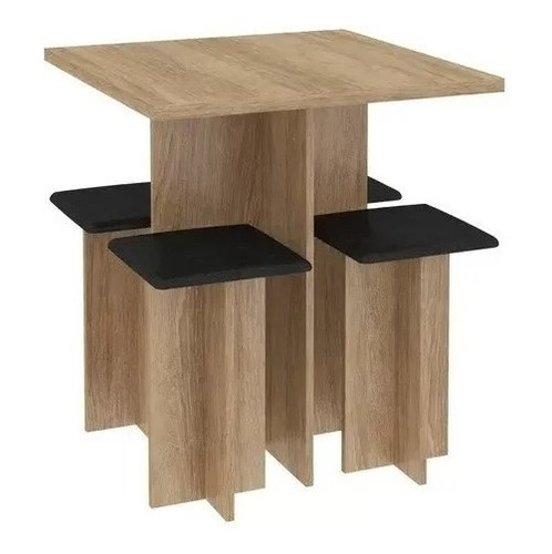 Juego Comedor 4 Sillas Mesa + Banquetas Desayunador Rustika