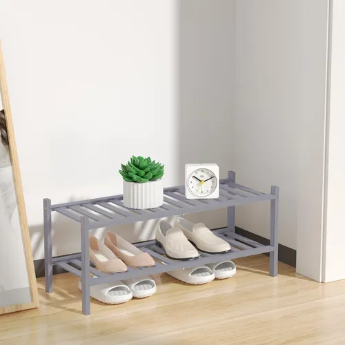 Rongjia Zapatero De Bambu Natural De 2 Niveles, Estante De A