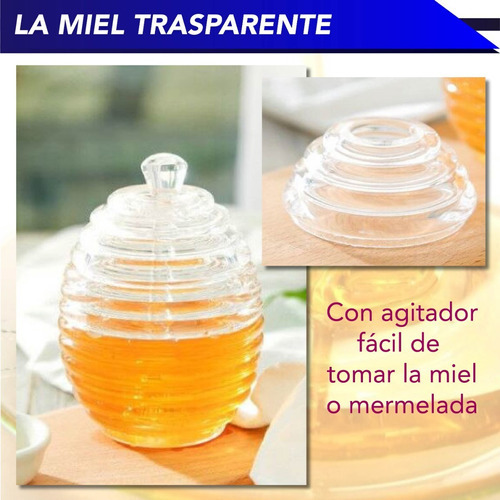 Tarro Mielero Con Forma De Colmena, Y Cuchara Transparente