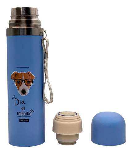 Garrafa Color Estampa Pet Inox 480ml - Azul