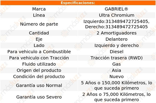 Kit 2 Amortiguadores Del Ultra Chromium Np300 09/11 Gabriel