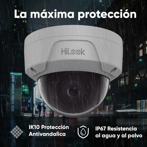HiLook Cámara de Seguridad Tipo Domo IP 4 Megapixel Con 30 mts de IR Para Vision Nocturna Protección IP67 Para Uso Exterior Exterior Compatibilidad Onvif