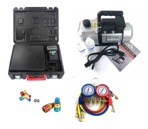 Kit Refrigeração Automotiva : Manifold Bomba Vacuo Balança