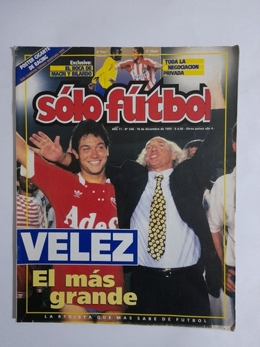 Solo Futbol 548 Velez Campeon Apertura 1995,poster Racing