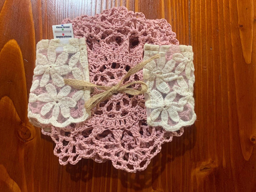 Set De Posavasos Y Paño Circular De Algodón Tejido A Crochet