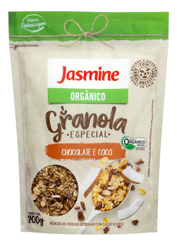 Granola Jasmine Sem Gluten Especial chocolate e coco em pouch 200 g