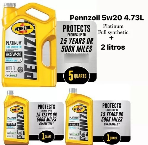 Aceite Pennzoil Platinum Totalmente Sintético 5w-20 + 2lts
