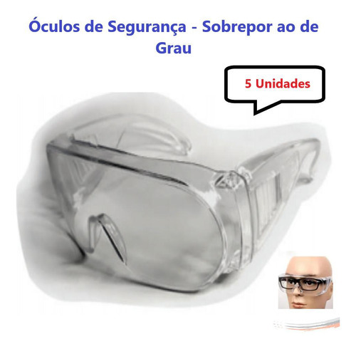 Kit 5 Óculos Proteção Sobrepor Uso Em Laboratórios Com Ca