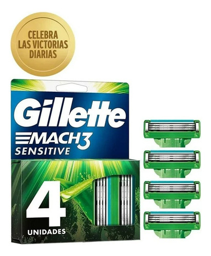 Cartucho De Rastrillo Gillette Mach3 Sensitive Con Aloe Piel