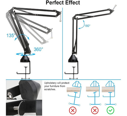Imagen 7 de 9 de Clamp Morsa Para Brazo De Microfono - Abre 7 Cm Unico Elefir
