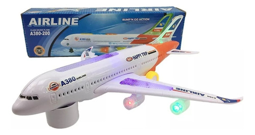 Avión De Juguete Con Luces De Colores Y Sonido A Pila 30,5cm