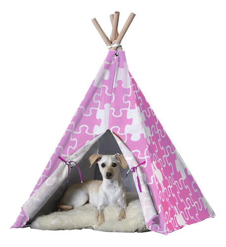 Zoovilla Pink Puzzle Teepee Grande Para Mascotas