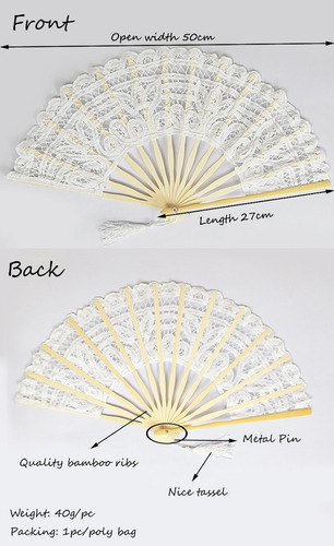 5 X Abanico Retro De Baile De Mano Plegable De Encaje De Es