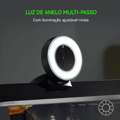 Webcam Razer Kiyo Full Hd 1080p Iluminação 12 Leds Gamer Cor Preto