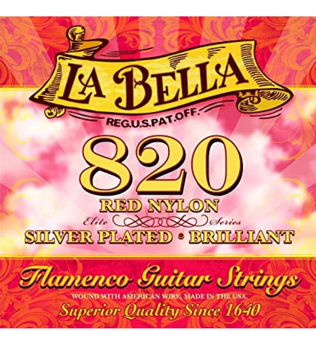 La Bella 820 Flamenco Guit. Clasica Nylon Plata Y Rojo