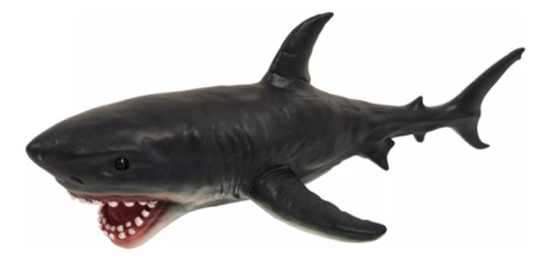Grande Tubarão Branco Animal Aquático Realista Vinil 26 Cm