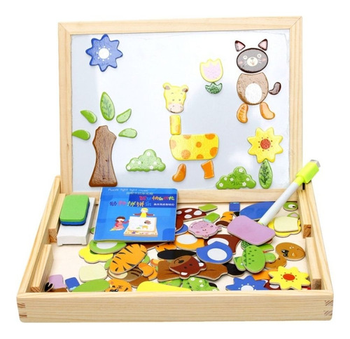 Juego De Madera Infantil Puzzle Pizarra Imantada Para Niños