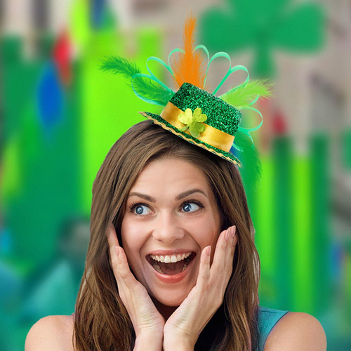 Diadema Del Día De San Patricio, Sombrero De Plumas,