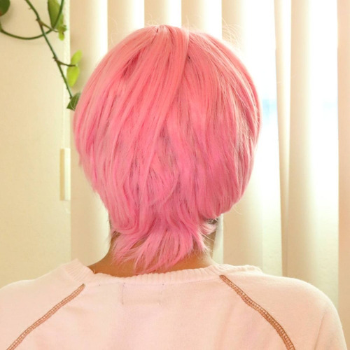 Peluca Rosa Corta Con Fleco Tipo Cosplay Anime Boy