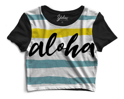 Cropped Aloha Carinho Paz Amor Litras Feminino Ydias Top