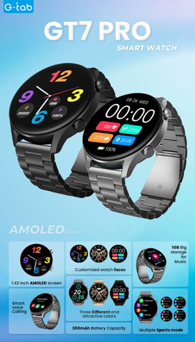 Smartwatch G-tab Gt7 Amoled Color Dorado