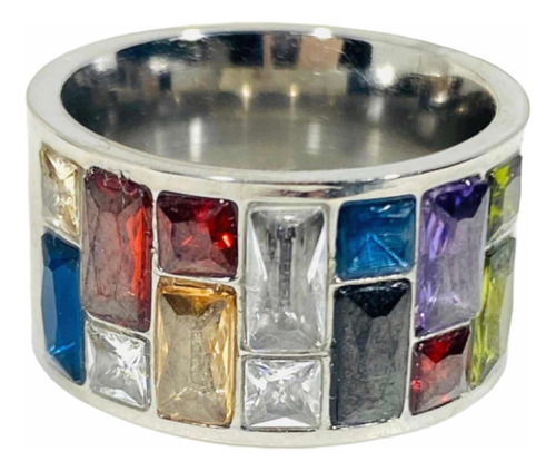 Anillo Acero Quirúrgico Cristales Swarovski N15