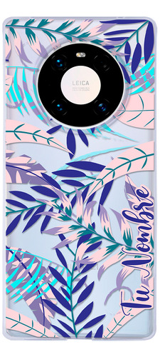 Funda Para Huawei Para Mujer Hojas Flores Con Tu Nombre