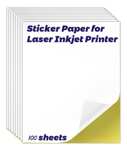 Papel Adhesivo Carta Para Etiquetas 100 Hojas Laser E Inkjet