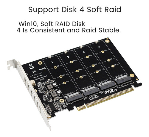4 Port M.2 Nvme Ssd To Pcie X16m Key Hard Drive Converter Re
